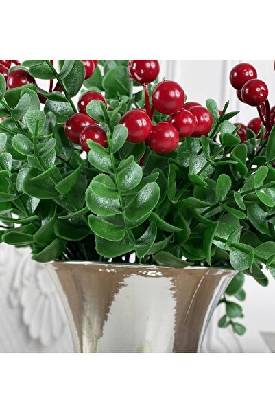 Nettenevime Yapay Çiçek Gümüş Renk Antik Cam Vazoda Kokina Aranjmanı