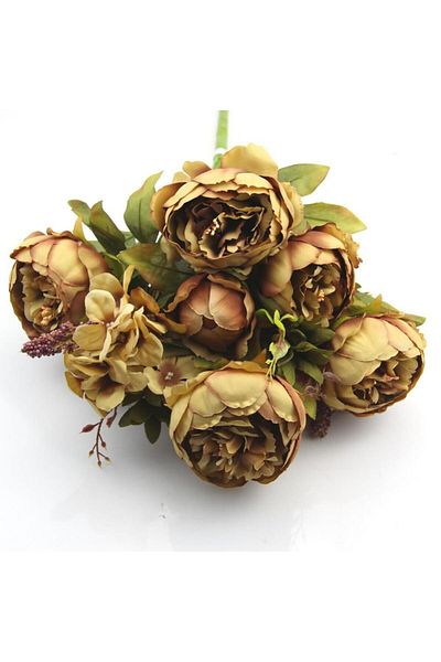 Nettenevime Τεχνητό λουλούδι Marseille Rose Peony Erengül Μεγάλο Μέγεθος Μπουκέτο Καφέ