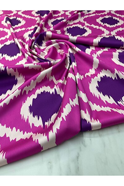 ipekkumaş Țesătură din satin Tivil pentru rochii și cămăși cu model fuchsia I...