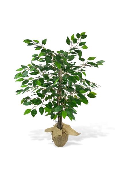 Nettenevime Yapay Ağaç Benjamin 3 Gövdeli Çalılı 100x60cm Keten Sarılı Siyah ...