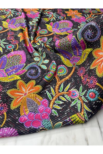 ipekkumaş Model brodat cu flori pentru rochie Cămașă Tivil Tesatura din satin Produsul nostru se vinde la bucăți 1 bucată 1 metru