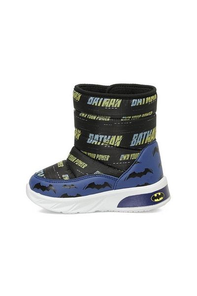 Batman Blue Navy Blue-Black Velcro Fur Boy's Snow Boots