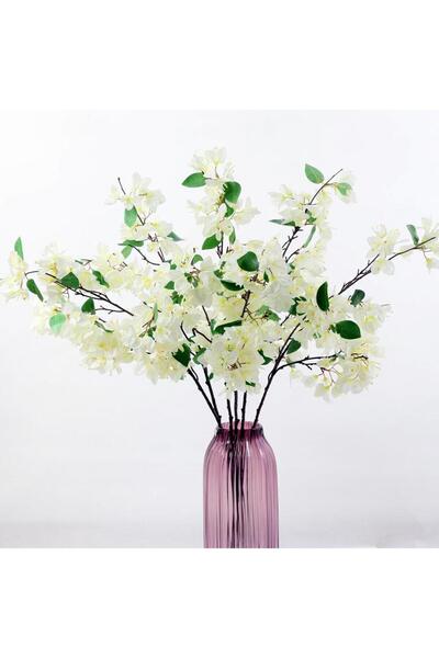 Nettenevime Yapay Çiçek Begonvil Çiçeği Beyaz 80cm Tek Dal Bodrum Çiçeği Sarkan Çiçek