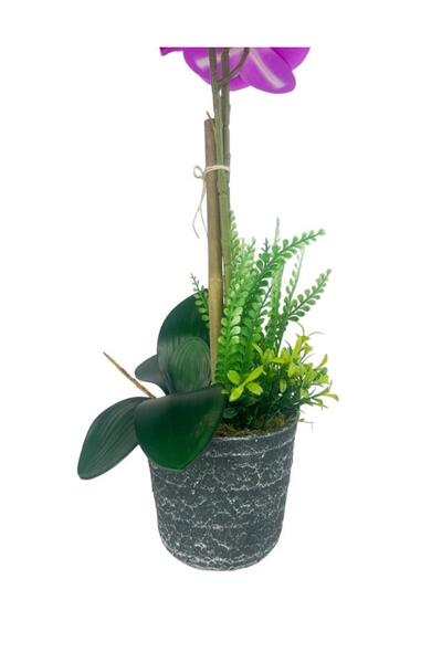 Nettenevime Yapay Çiçek 2li Fuşya Islak Orkide Seramik Saksıda Orkide 60cm
