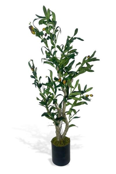 Nettenevime Yapay Çiçek Zeytin Ağacı Doğal Gövdeli Galvaniz Siyah Saksıda 95cm Yapay Ağaç