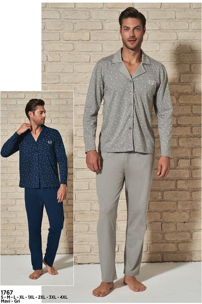 Feyza Pijama Gray Feyza Length Buttoned Pajama Set