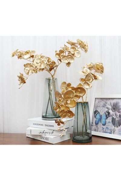 Nettenevime Yapay Çiçek Altın Gold Dore Rengi Orkide Uzun Dal 80 Cm Orkide