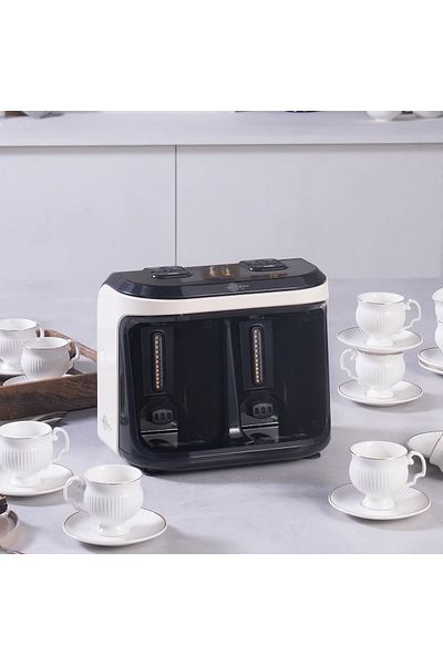 Karaca Turkish Coffee Machine, Ember and Flavored Turkish Coffee, Use 2 Coffee Pots Simultaneously 10 Cup Capacity