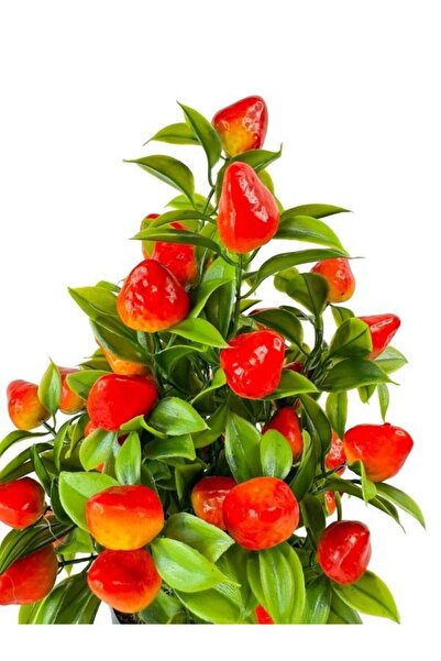 Nettenevime Yapay Çiçek Çilek Ağacı Siyah Saksıda Çilek 30cm