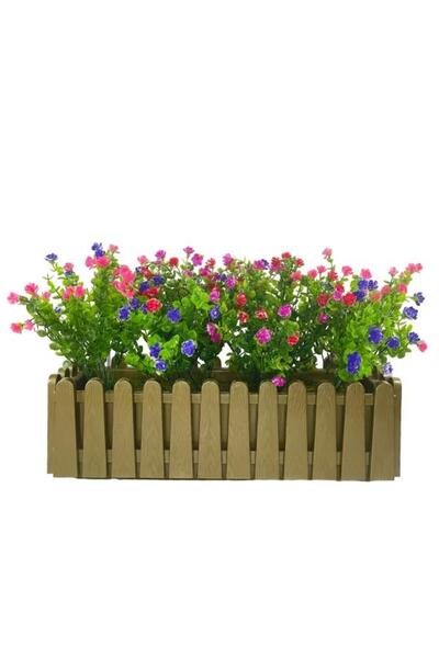 Nettenevime Yapay Çiçek Dore Gold Çit Balkon Saksısı Renkli Mineli Şimşir Çiçekli 55*35cm