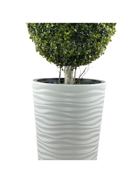 Nettenevime Yapay Ağaç Beyaz Uzun Kumsal Vazoda Şimşir Top Tek Toplu 105cm