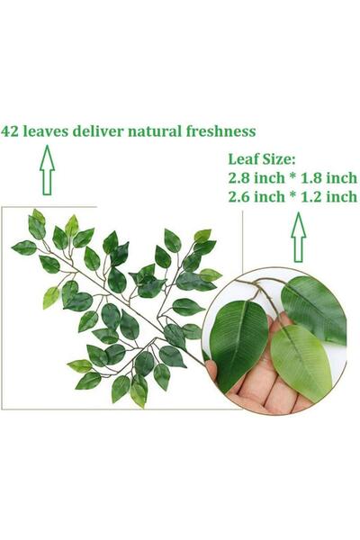 Nettenevime Yapay Çiçek 12 Adet Benjamin Yaprağı Yeşil Ağaç Yaprağı