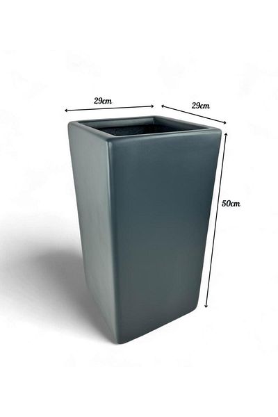 Nettenevime Anthracite Fiber Glass Vase - Vertical Quadrangle Decorative Flower Pot 25*25*50cm