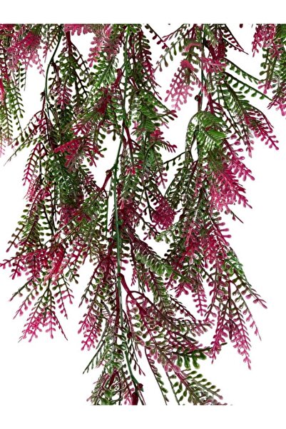 Nettenevime Yapay Çiçek Sarkan Çiçek Yeşil Bordo Fern725 Yapay Sarmaşık 70*30cm Uv Katkılı Güneşe Dayanıklı