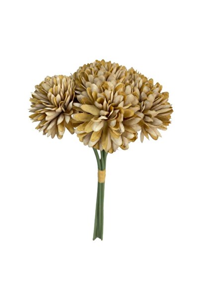 Nettenevime Yapay Çiçek Krizantem Kartopu Vizon Renk 7 Ayrı Tek Dal Demet