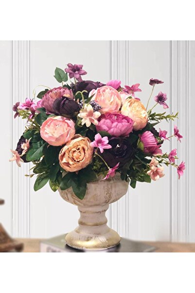 Nettenevime Yapay Çiçek Li Seramik Kupa Vazo Lu Arajman Nişan Çiçeği Kız Isteme Incili Mürdüm