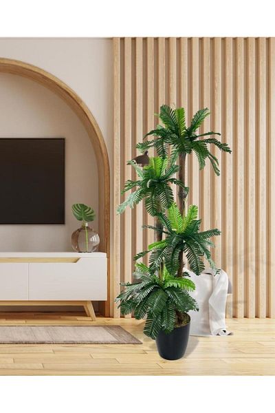 Nettenevime Τεχνητό δέντρο Squeeze Palm 4 στρώσεων 84 φύλλα 150cm Σαλόνι Λουλούδι Τεχνητό Λουλούδι