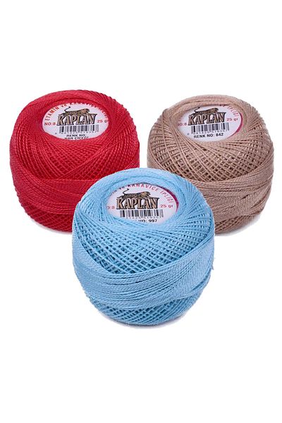 Kaplan 3 Pieces of Etamine and Cross Stitch Thread 8 No Code/Colour: Pomegranate Flower - 842 - 997 - Ryl
