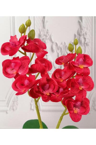 Nettenevime Artificial Flower Wooden Log Potted Red Mini Artificial Orchid Decorative Gift