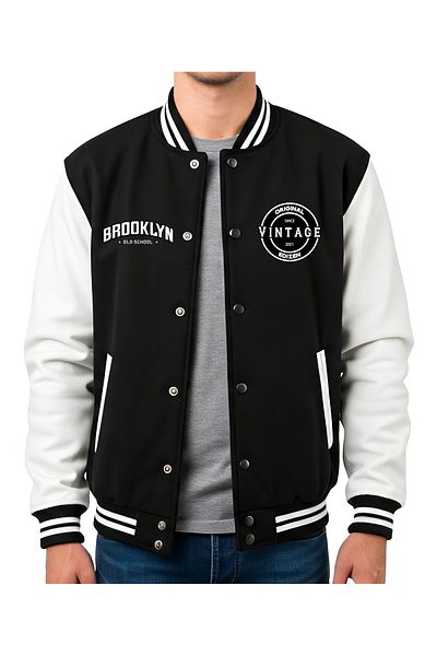 Edizen Losers Forever 2025 Unisex Oversize Printed Black College Jacket 100% Cotton