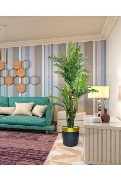 Nettenevime Τεχνητό δέντρο Areka Palm Metal Gold Arched 165*90 36 Φύλλα με Φυσικό Σώμα