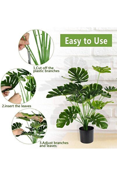 Nettenevime Yapay Çiçek Demet Monstera 18 Dal 60 Cm Salon Çiçeği Yapay Bitki