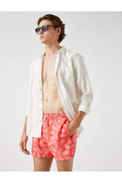 Koton Swimsuit Shorts Pineapple Printed Pockets Tied Waist