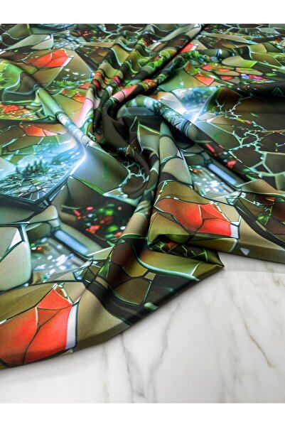 ipekkumaş قميص ملابس بنمط كريستال أخضر من قماش الساتان تيفيل يتم بيع منتجنا ق...