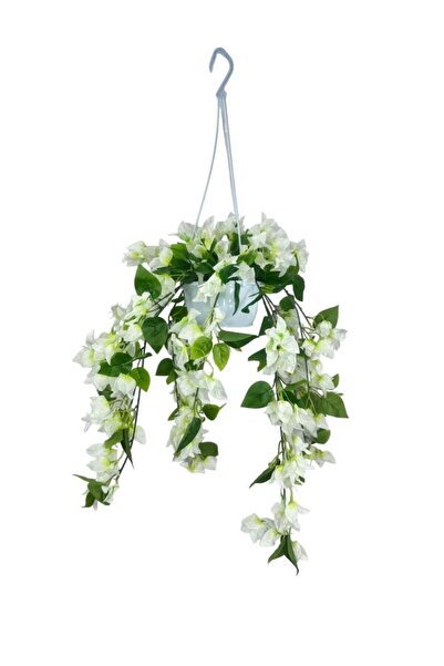 Nettenevime Yapay Çiçek Begonvil Beyaz Sarkaç Askılı Saksıda Balkon Çiçeği Çiçek Sepeti