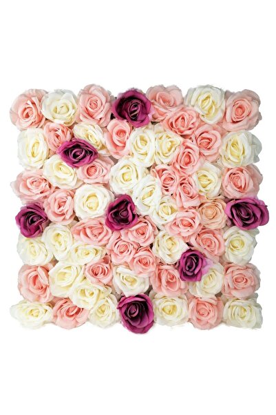 Nettenevime Yapay Çiçek Dekoratif Gül Panel Duvar Kaplama Gül Duvarı Aksesuar 55x55