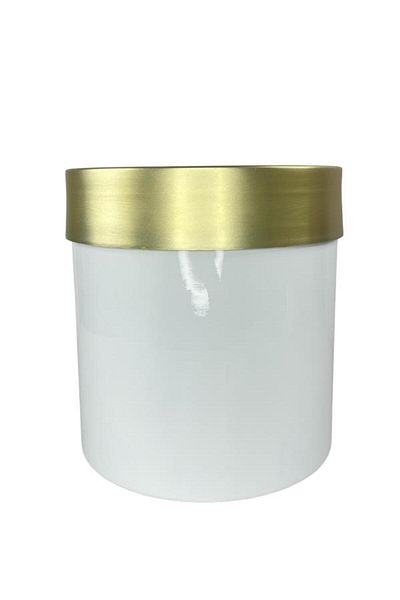 Nettenevime White Vase - Stainless Aluminum Material with Gold Belt, 26*24