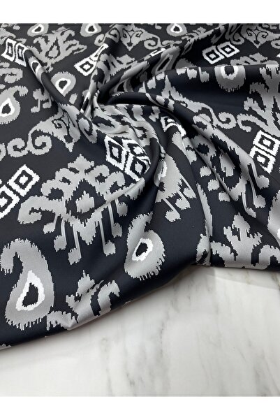 ipekkumaş Gri İkatlı Desen Elbiselik Gömleklik Tivil Saten Kumaş ÜRÜNÜMÜZ ADE...