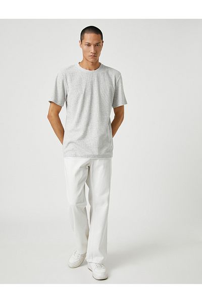 Koton Basic Woven T-Shirt Crew Neck Short Sleeve Slim Fit