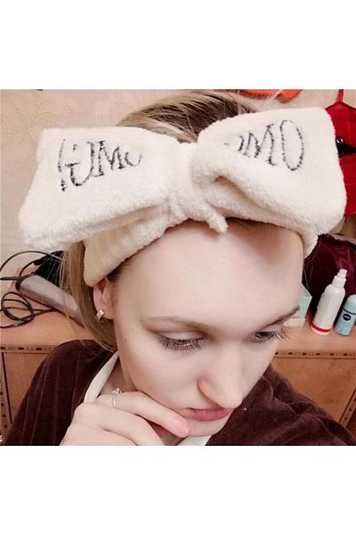 Nettenevime Bow Omg Hair Band Coral Plush Hair Band White