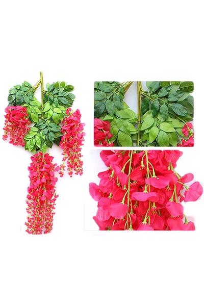 Nettenevime Sarkan Yapay Çiçek Akasya Fuşya 80 Cm 3 Sarkan Dallı 12 Adet Bağ