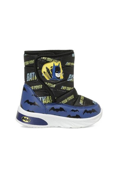Batman Blue Navy Blue-Black Velcro Fur Boy's Snow Boots