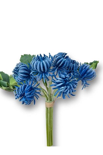 Nettenevime Τεχνητό λουλούδι Unborn Blue Chrysanthemum Bunch 5 Branches Νυφικό Λουλούδι και Σύνθεση Αρασάλ Λουλούδι 24cm