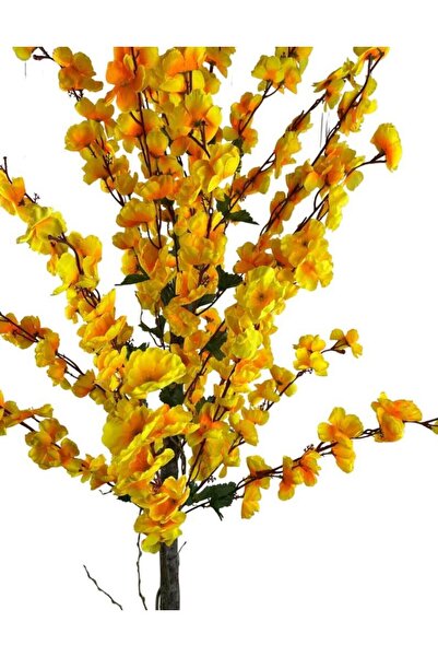 Nettenevime Yapay Ağaç Bahardalı Ağacı Sarı Japon Kiraz Çiçeği Sakura Çiçeği 127x70cm Siyah Plastik Saksılı