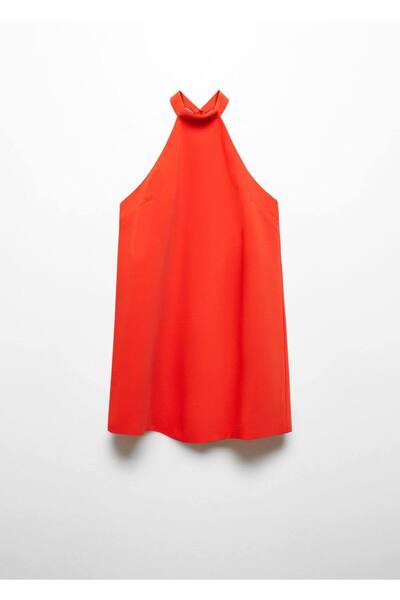 MANGO Woman Sırtı açık halter elbise