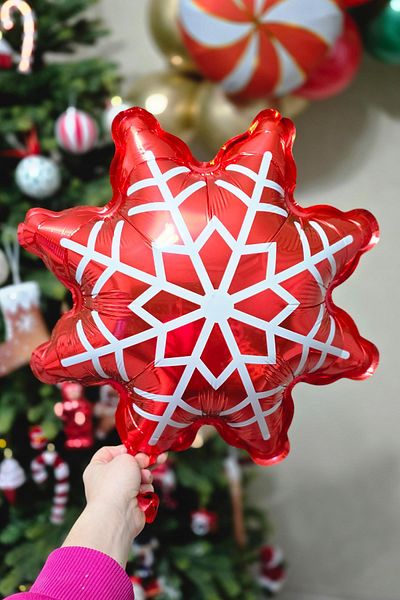 PEKSHOP Red Snowflake Foil Balloon Christmas Balloon