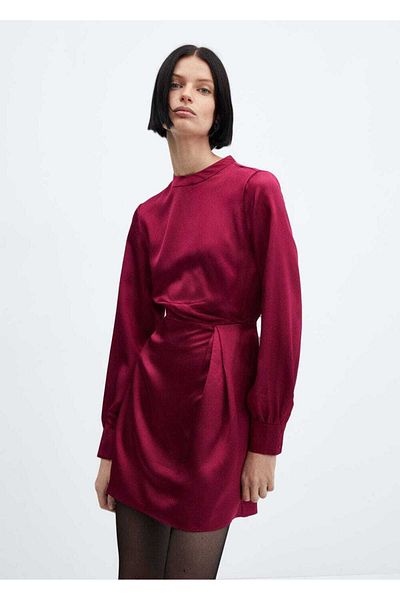 MANGO Woman Balloon sleeve satin dress