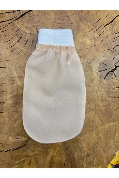 CeyCeyCatch 100% Flausch Natural Silk Thin Shower Pouch for Women and Men in Beige - Elastic Gloves