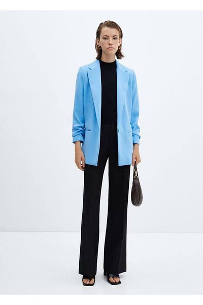 MANGO Woman Jachetă blazer cu mâneci adunate