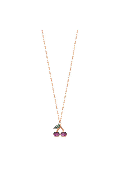 Genel Markalar EMILIANO JEWELLERY 925 Ayar Rose Kaplama Renkli Taşlı Kiraz Fi...