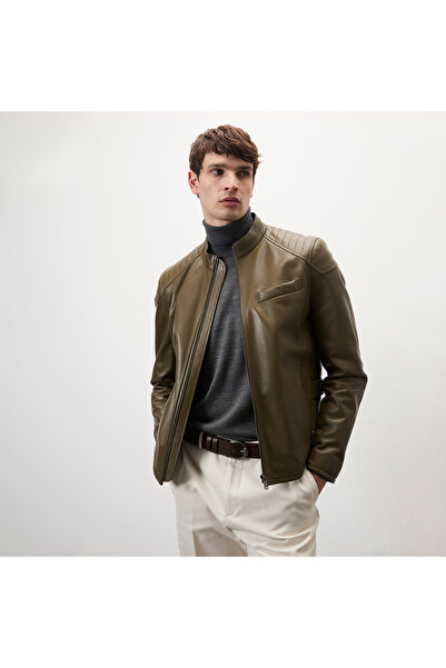 Desa Dugan Yeşil Erkek Deri Mont