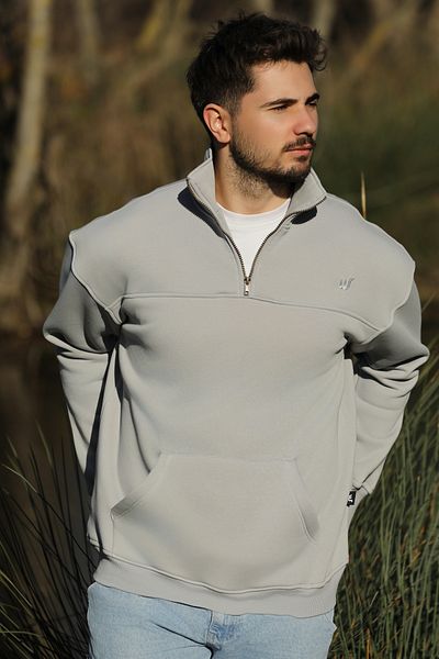 Whish Φούτερ Solano Ash Oversize με Καγκουρό Τσέπη