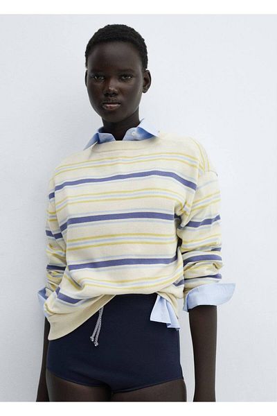 MANGO Woman Striped Round Neck Sweater