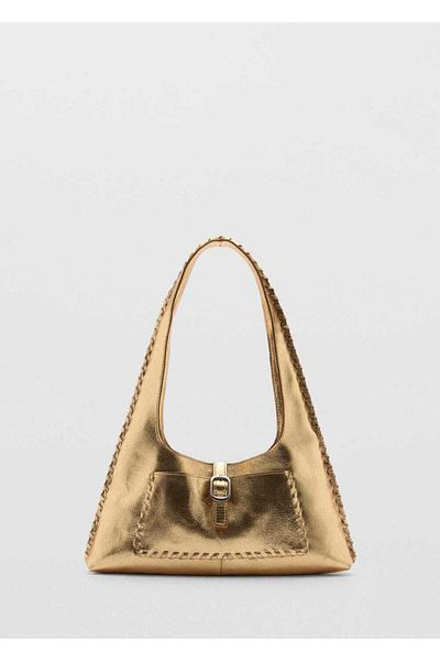 MANGO Woman Geanta metalica din piele
