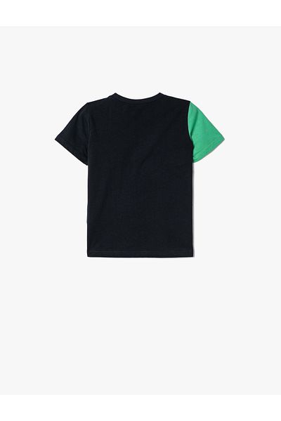Koton Cotton Short Sleeve Dinosaur T-Shirt - Crew Neck