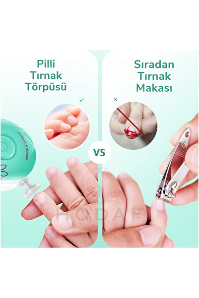 HODAF Yenidoğan Bebek Dönerli Pilli Tırnak Kesme Törpüleme Makinası Tırnak Makası Bebek Bakım